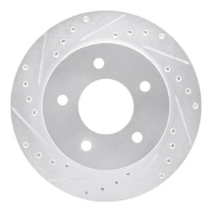 Chevrolet ASTRO Brake Rotor (1) - Front Left - R1 Concepts - Drilled & Slotted - Silver - `90-`02